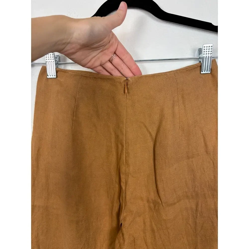 Reformation Knit Linen Mustard Brown Straight Leg Lightweight Pants 0